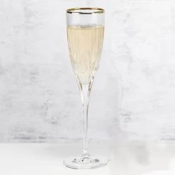 Chic Flute Goblets with 24K Gold Trim - Set of 6 | Elegant Champagne & Wine Glasses by Lorren Home Trends 6 Chic Flute Goblets with 24K Gold Trim - Set of 6 | Elegant Champagne & Wine Glasses by Lorren Home Trends -Drinkware Shop lorren home trends champagne glasses 262320 gd 4f 1000