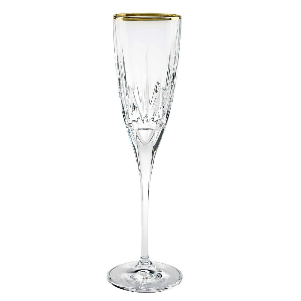 Chic Flute Goblets with 24K Gold Trim - Set of 6 | Elegant Champagne & Wine Glasses by Lorren Home Trends 1 Chic Flute Goblets with 24K Gold Trim - Set of 6 | Elegant Champagne & Wine Glasses by Lorren Home Trends