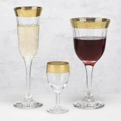 Flutes Melania Collection Gold (Set of 6) Champagne Glasses - Premium Elegance by Lorren Home Trends -Drinkware Shop lorren home trends champagne glasses 9447 1f 1000