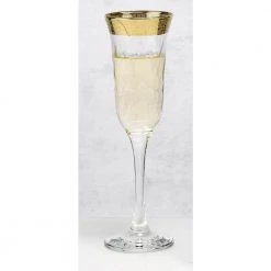 Flutes Melania Collection Gold (Set of 6) Champagne Glasses - Premium Elegance by Lorren Home Trends -Drinkware Shop lorren home trends champagne glasses 9447 4f 1000