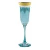 Blue Flutes with Gold Band (Set of 6) - Elegant Champagne Glasses by Lorren Home Trends