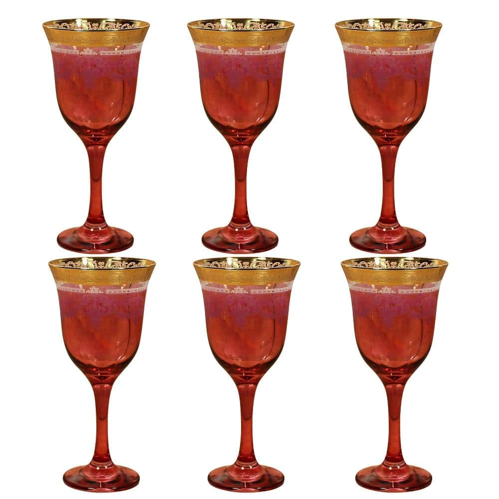 Red Goblets (Set of 6) - Elegant Drinking Glasses by Lorren Home Trends 2 Red Goblets (Set of 6) - Elegant Drinking Glasses by Lorren Home Trends - Image 2