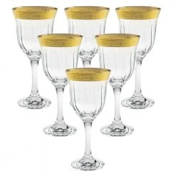 Melania Collection Gold Red Wine Glasses (Set of 6) - Elegant & Durable Glassware by Lorren Home Trends