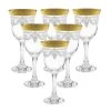 Red Wine Stencil Pattern and Gold Band Wine Glasses (Set of 6) by Lorren Home Trends