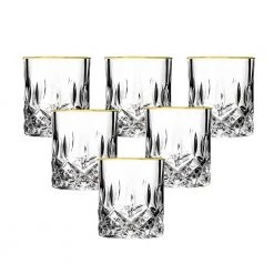 Siena Collection 2 fl. oz. Shot Glass Set with Gold Trim - Elegant Cocktail Glasses by Lorren Home Trends