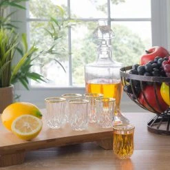 Opera Gold Collection 2 fl. oz. Set of 6 Crystal Shot Glasses with Gold Rim - Premium Cocktail Glasses by Lorren Home Trends -Drinkware Shop lorren home trends shot glasses lg6006 1f 1000