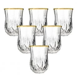 Opera Gold Collection 2 fl. oz. Set of 6 Crystal Shot Glasses with Gold Rim - Premium Cocktail Glasses by Lorren Home Trends