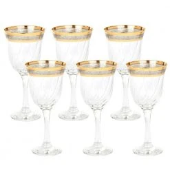 Melania Collection Smoke White Wine Glasses (Set of 6) - Elegant Crystal Design by Lorren Home Trends