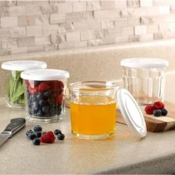 Luminarc 14 oz. Glass Storage Jars with White Lids, Set of 4 - Perfect for Food Storage & Coolers -Drinkware Shop luminarc drinking glasses sets n7593 31 1000