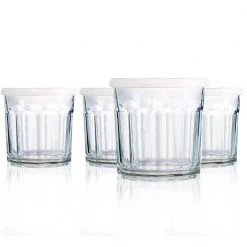 Luminarc 14 oz. Glass Storage Jars with White Lids, Set of 4 - Perfect for Food Storage & Coolers