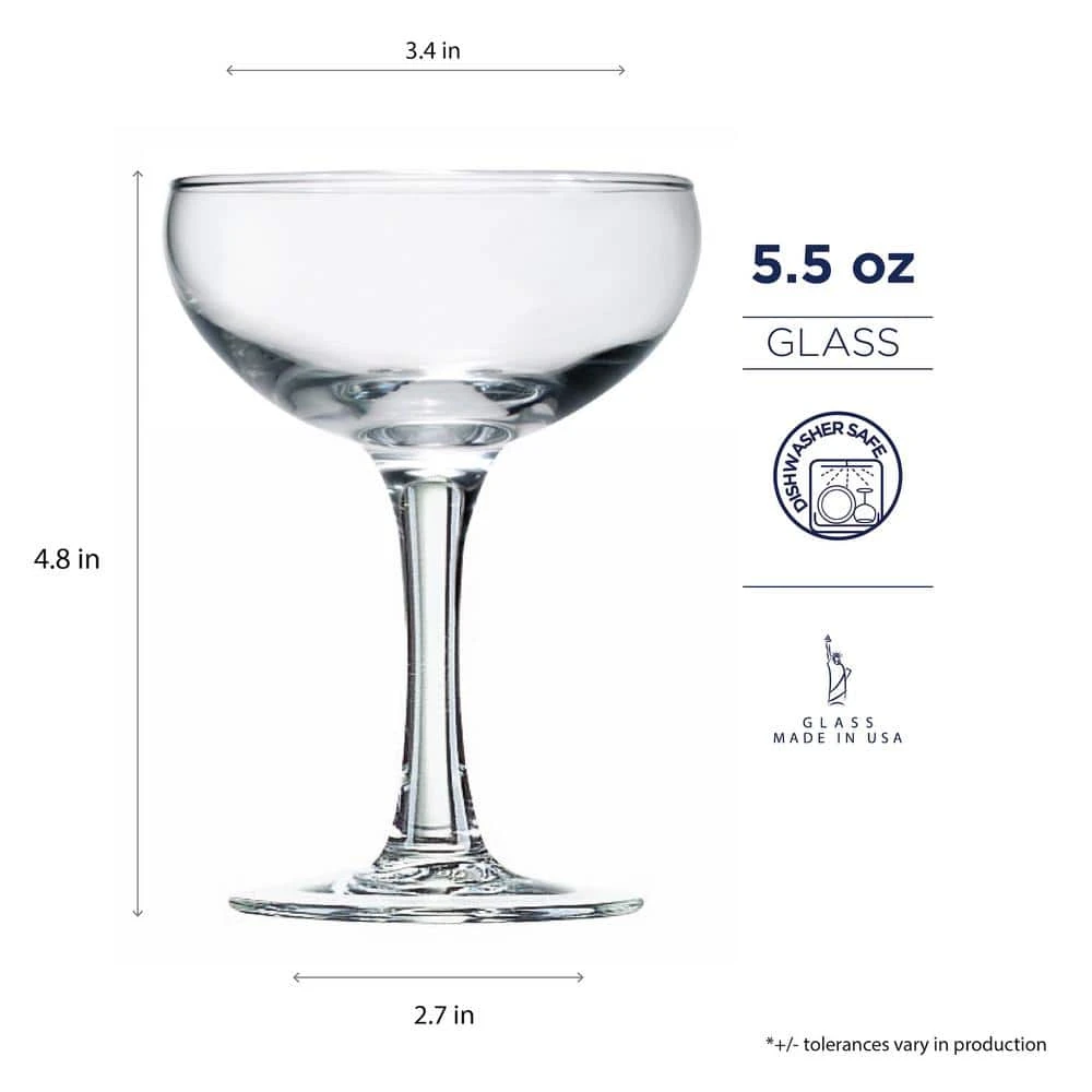 Luminarc Barcraft 5.5 oz. Glass Coupe Cocktail Set (4-Pack) - Premium Margarita Glasses for Elegant Entertaining 3 Luminarc Barcraft 5.5 oz. Glass Coupe Cocktail Set (4-Pack) - Premium Margarita Glasses for Elegant Entertaining - Image 3