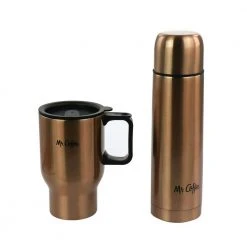 Mr. Coffee 2-Piece Copper Thermal Bottle & Travel Mug Set - Insulated Stainless Steel, Leak-Proof, Perfect for Coffee, Tea & More