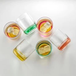 JoyJolt Hue 10 oz. Multi Colored Double Old Fashioned Drinking Glass Set of 6 -Drinkware Shop multi joyjolt drinking glasses sets jg10272 1f 1000
