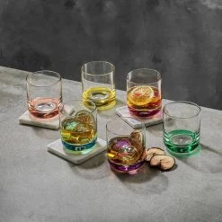 JoyJolt Hue 10 oz. Multi Colored Double Old Fashioned Drinking Glass Set of 6 -Drinkware Shop multi joyjolt drinking glasses sets jg10272 fa 1000