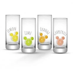 14.2 oz. Disney Mickey Mouse Citrus Tall Drinking Glass Set of 4 - JoyJolt