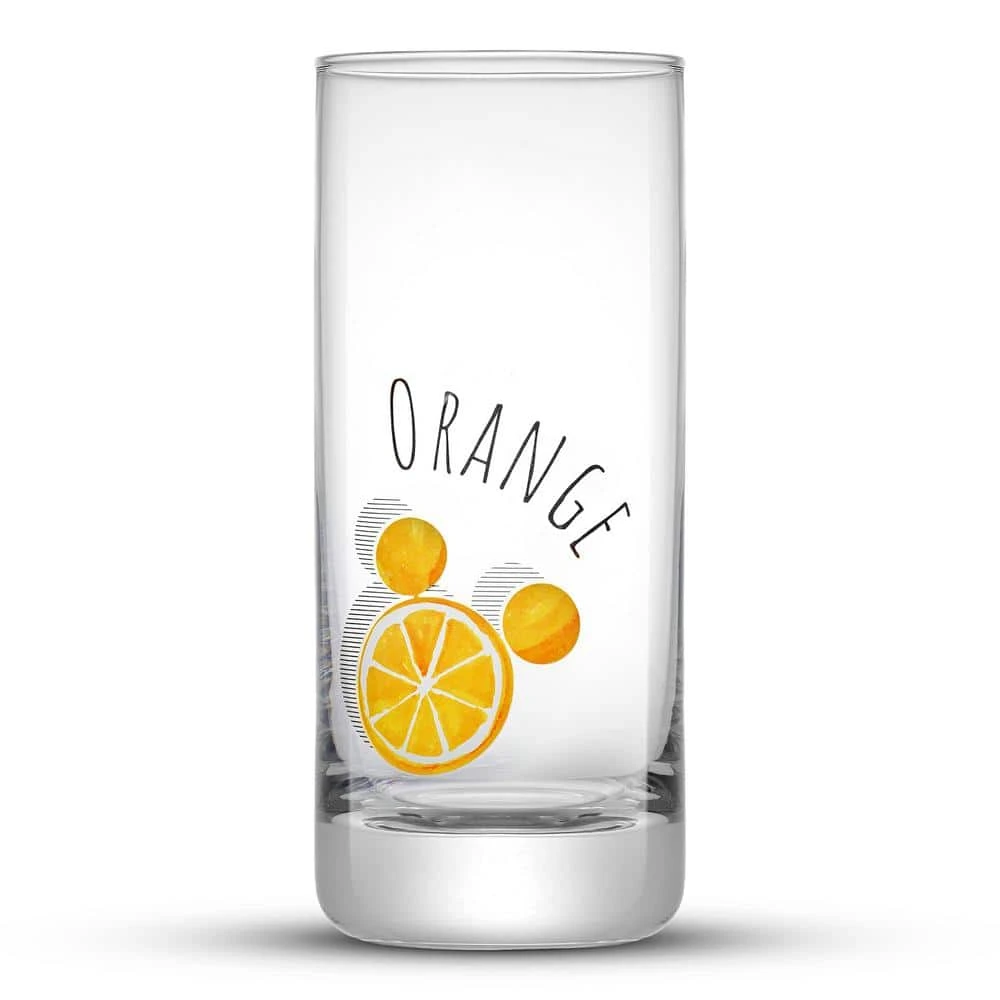 14.2 oz. Disney Mickey Mouse Citrus Tall Drinking Glass Set of 4 - JoyJolt 6 14.2 oz. Disney Mickey Mouse Citrus Tall Drinking Glass Set of 4 - JoyJolt - Image 6
