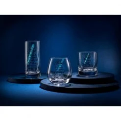 Star Wars New Hope Obi-Wan Kenobi Blue Lightsaber 14.2 oz. Tall Drinking Glass (Set of 2) by JoyJolt - Perfect for Cocktails & Highball Drinks -Drinkware Shop obi wan kenobi blue lightsaber joyjolt highball glasses jsw10824 fa 1000