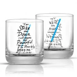 Star Wars New Hope Obi-Wan Kenobi Blue Lightsaber 10 oz. Short Drinking Glass (Set of 2) by JoyJolt