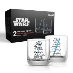 Star Wars New Hope Obi-Wan Kenobi Blue Lightsaber 10 oz. Short Drinking Glass (Set of 2) by JoyJolt -Drinkware Shop obi wan kenobi blue lightsaber joyjolt whiskey glasses jsw10823 76 1000