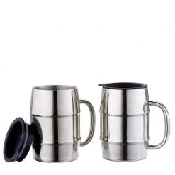 16 oz. KeepKool Stainless Steel Mugs with Lids (Set of 2) - Old Dutch Premium Drinkware