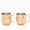 Set of 2, 2PLY Hammered Solid Copper/SS Mule Mugs by Old Dutch - Moscow Mule Glasses for Cocktails