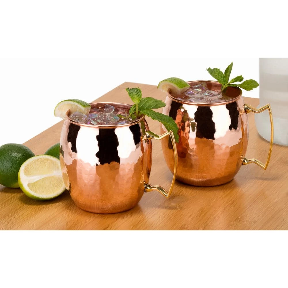 Set of 4 - 16 oz. Solid Copper Hammered Mule Mug by Old Dutch | Unlined, Non-Lacquered | Moscow Mule Glasses 4 Set of 4 - 16 oz. Solid Copper Hammered Mule Mug by Old Dutch | Unlined, Non-Lacquered | Moscow Mule Glasses - Image 4