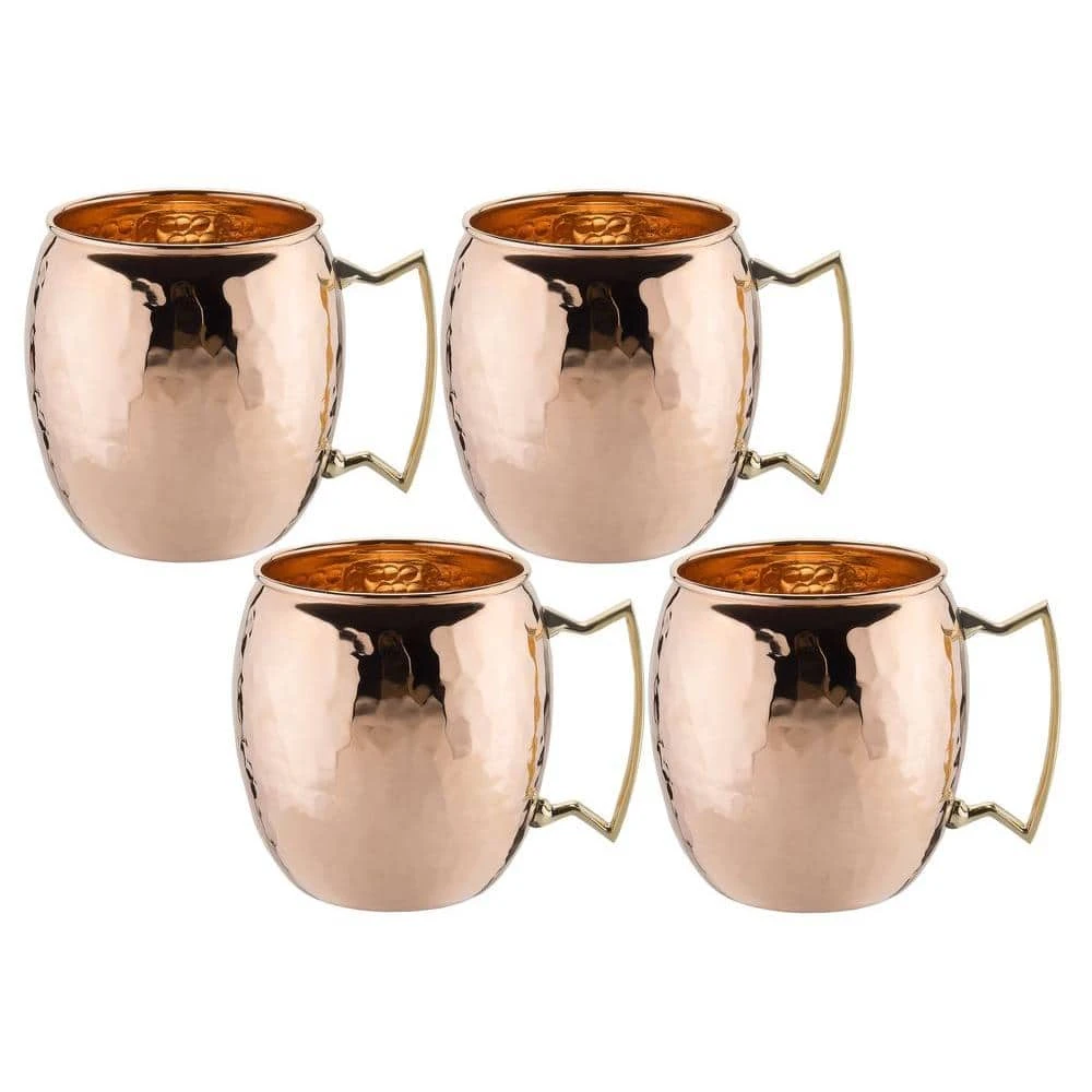 Set of 4 - 16 oz. Solid Copper Hammered Mule Mug by Old Dutch | Unlined, Non-Lacquered | Moscow Mule Glasses 1 Set of 4 - 16 oz. Solid Copper Hammered Mule Mug by Old Dutch | Unlined, Non-Lacquered | Moscow Mule Glasses