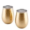 2-Ply Champagne Hammered Stainless Steel Stemless Wine Glasses (Set of 2) - Elegant & Durable