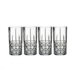 Marquis By Waterford Brady 15 fl. oz. Crystal Hi Ball Glass Set of 4 - Elegant Cocktail Glasses