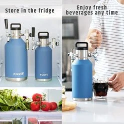 64 oz. Stainless Steel Beer Growler - Double-Wall Vacuum Insulated Keg - Half Gallon, Ocean Blue by Razorri -Drinkware Shop razorri beer growlers comodo cg64oz 44 1000