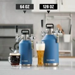 64 oz. Stainless Steel Beer Growler - Double-Wall Vacuum Insulated Keg - Half Gallon, Ocean Blue by Razorri -Drinkware Shop razorri beer growlers comodo cg64oz fa 1000