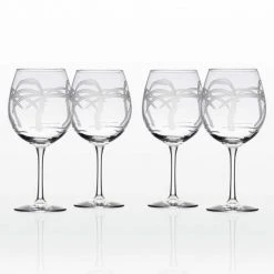 Rolf Glass Palm Tree 18 oz. Clear Balloon Wine Glasses - Set of 4 Elegant Stemware