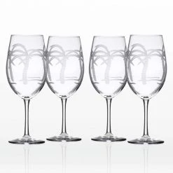Rolf Glass Palm Tree 18 oz. Clear All Purpose Wine Glasses (Set of 4) - Elegant and Durable