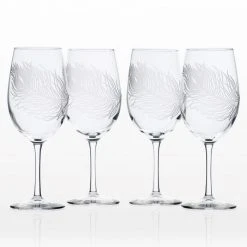 Rolf Glass Peacock 18 oz. Clear AP Wine Glass Set of 4 - Elegant & Durable Drinking Glasses