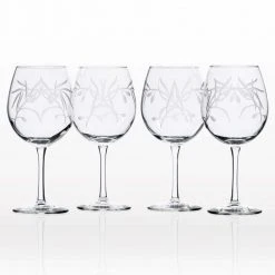 Rolf Glass Olive Branch Clear 18 oz. Balloon Wine Glass Set of 4 - Elegant & Durable