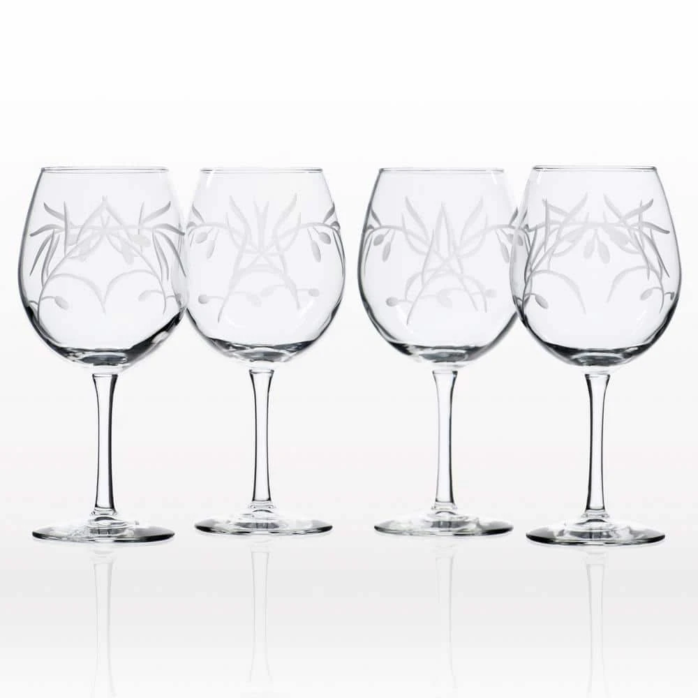 Rolf Glass Olive Branch Clear 18 oz. Balloon Wine Glass Set of 4 - Elegant & Durable 1 Rolf Glass Olive Branch Clear 18 oz. Balloon Wine Glass Set of 4 - Elegant & Durable