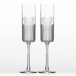 Rolf Glass Wedding Cheers Formal 5.75 oz. Flute Set of 2 - Elegant Champagne Glasses for Special Occasions