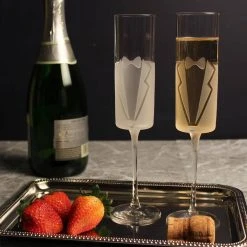 Rolf Glass Wedding Cheers Formal Tuxedo 5.75 oz. Champagne Flutes (Set of 2) - Elegant Glassware for Special Occasions -Drinkware Shop rolf glass champagne glasses 320915 31 1000