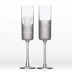 Rolf Glass 5.75 oz. Flute Wedding Cheers Romance Set of 2 Champagne Glasses