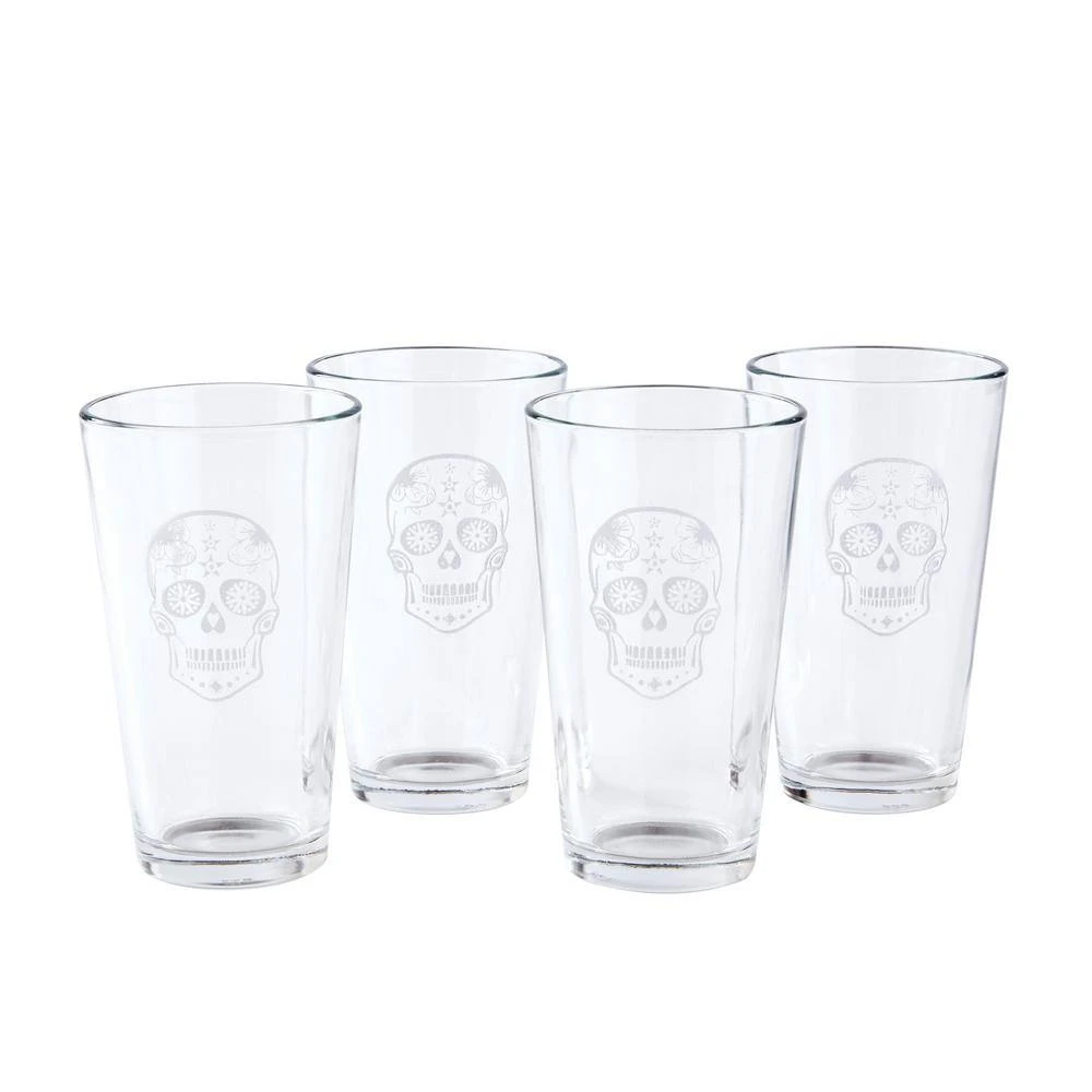 Sugar Skull 16 oz. Pint Glass Set of 4 - Unique Design Drinking Glasses by Rolf Glass 3 Sugar Skull 16 oz. Pint Glass Set of 4 - Unique Design Drinking Glasses by Rolf Glass - Image 3