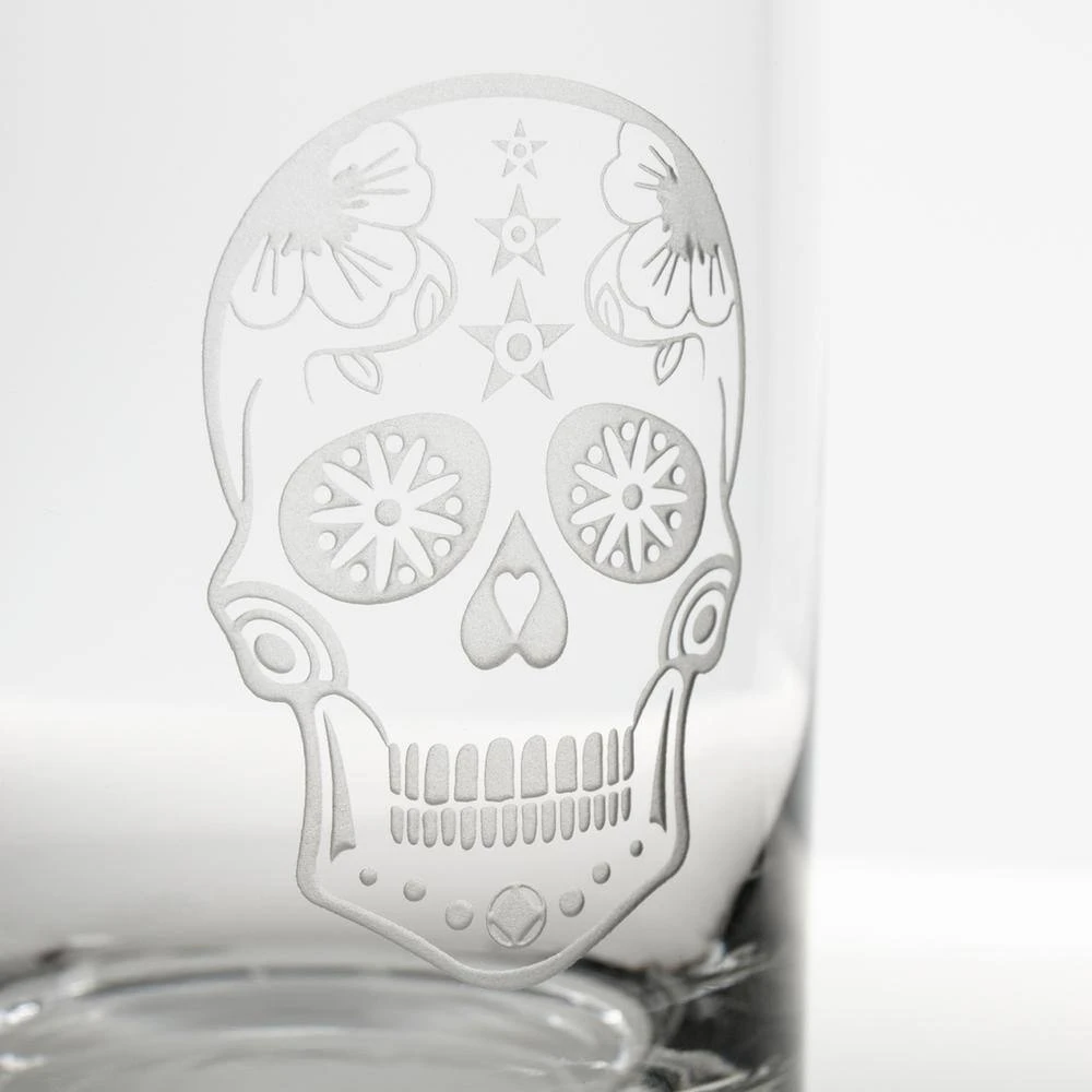 Sugar Skull 16 oz. Pint Glass Set of 4 - Unique Design Drinking Glasses by Rolf Glass 5 Sugar Skull 16 oz. Pint Glass Set of 4 - Unique Design Drinking Glasses by Rolf Glass - Image 5