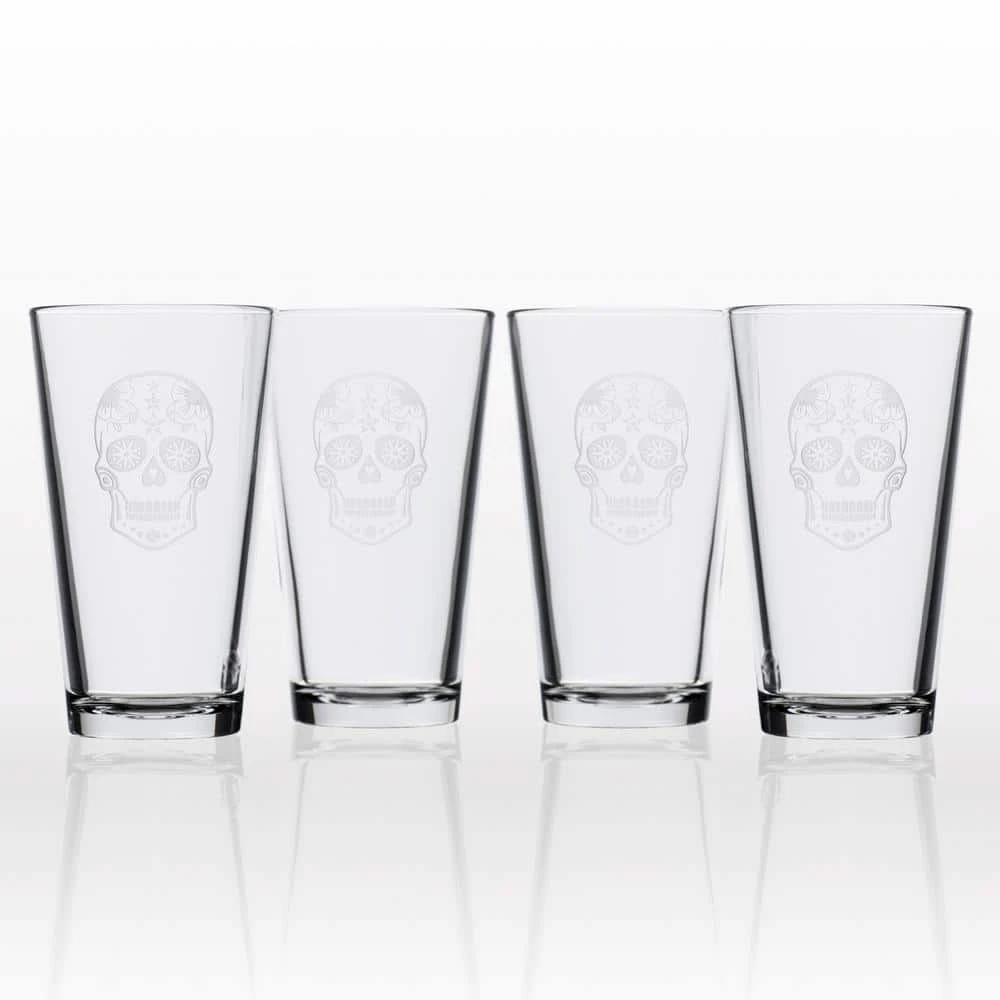 Sugar Skull 16 oz. Pint Glass Set of 4 - Unique Design Drinking Glasses by Rolf Glass 1 Sugar Skull 16 oz. Pint Glass Set of 4 - Unique Design Drinking Glasses by Rolf Glass