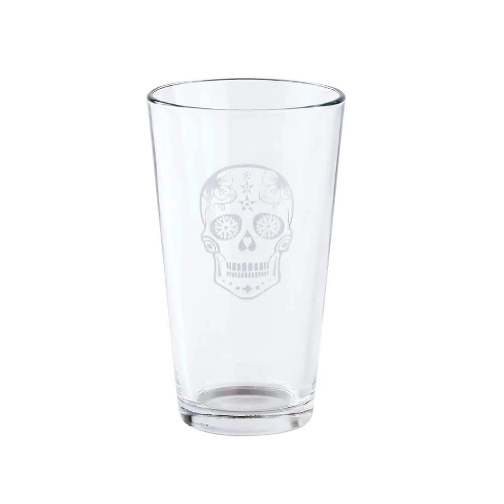 Sugar Skull 16 oz. Pint Glass Set of 4 - Unique Design Drinking Glasses by Rolf Glass 2 Sugar Skull 16 oz. Pint Glass Set of 4 - Unique Design Drinking Glasses by Rolf Glass - Image 2