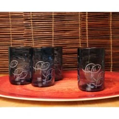 Blue Fish 14 oz. Repurposed Blue Glass Tumbler Set of 4 | Eco-Friendly Drinking Glasses -Drinkware Shop rolf glass drinking glasses sets 306353 s 4 31 1000