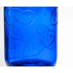 Blue Fish 14 oz. Repurposed Blue Glass Tumbler Set of 4 | Eco-Friendly Drinking Glasses -Drinkware Shop rolf glass drinking glasses sets 306353 s 4 4f 1000