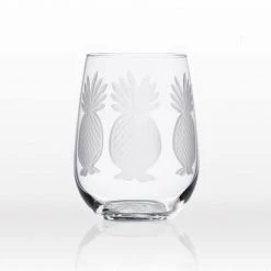 Rolf Glass Pineapple 17 oz. Clear Stemless Wine Glass - Set of 4, Elegant & Durable -Drinkware Shop rolf glass stemless wine glasses 205335 s4 1f 1000