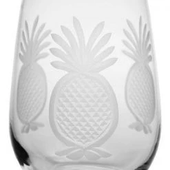 Rolf Glass Pineapple 17 oz. Clear Stemless Wine Glass - Set of 4, Elegant & Durable -Drinkware Shop rolf glass stemless wine glasses 205335 s4 44 1000