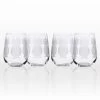 Rolf Glass Pineapple 17 oz. Clear Stemless Wine Glass - Set of 4, Elegant & Durable