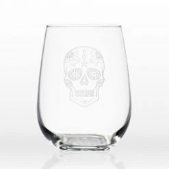 Rolf Glass Sugar Skull 17 oz. Stemless Wine Tumbler - Set of 4, Durable & Stylish Wine Glasses -Drinkware Shop rolf glass stemless wine glasses 248332 s 4 c3 1000