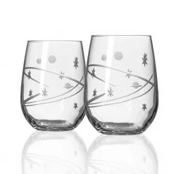 Rolf Glass Space 17 oz Stemless Wine Glasses (Set of 2) - Elegant & Durable